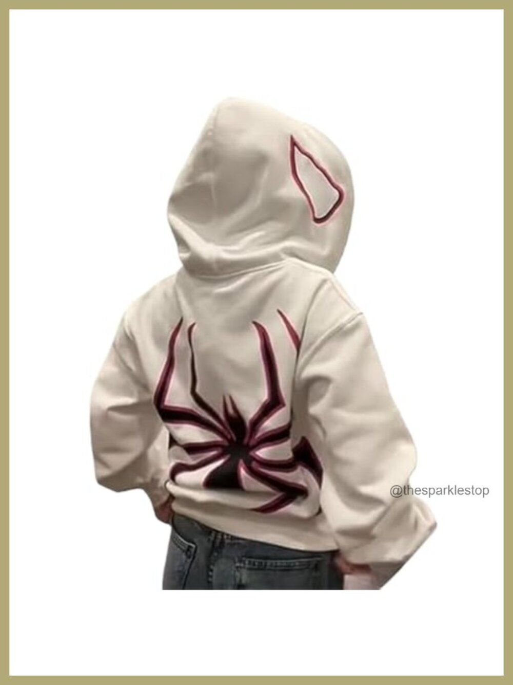 Oversized Y2K Spider Graphic Zip Up Hoodie Long Sleeve Streetwear Jacket